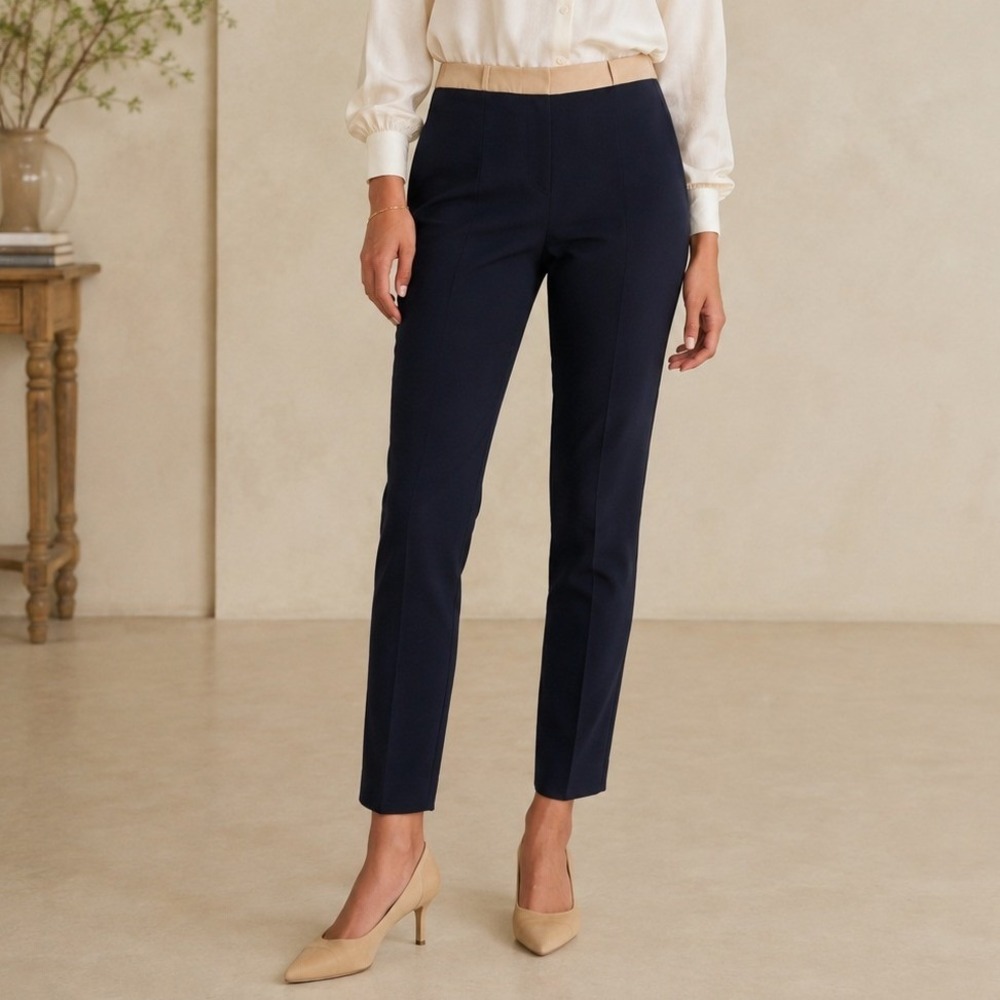 NWOT HOSS INTROPIA ANTHROPOLOGIE BLACK SKINNY STRAIGHT TROUSERS PANTS 44 US 12